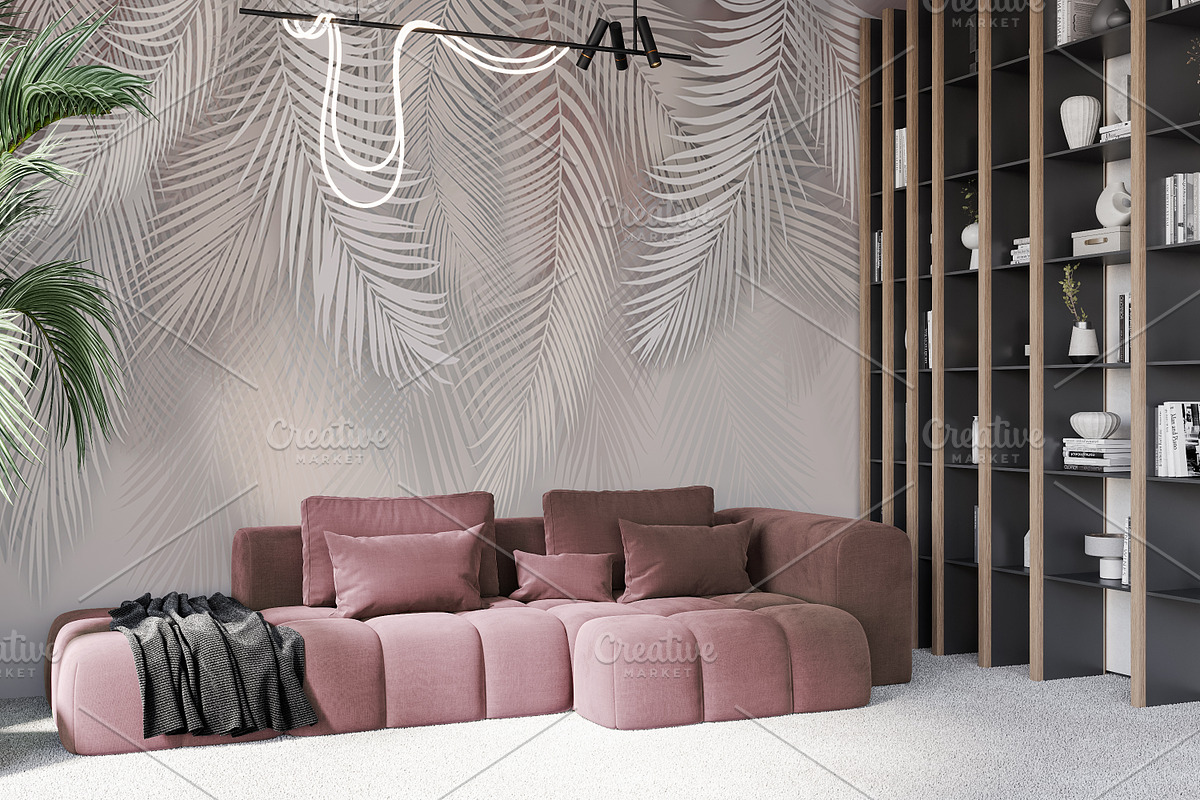 Wallpaper mockup Luxury living room, a Household Mockup by Hunny Badger (Photo 3 of 9)