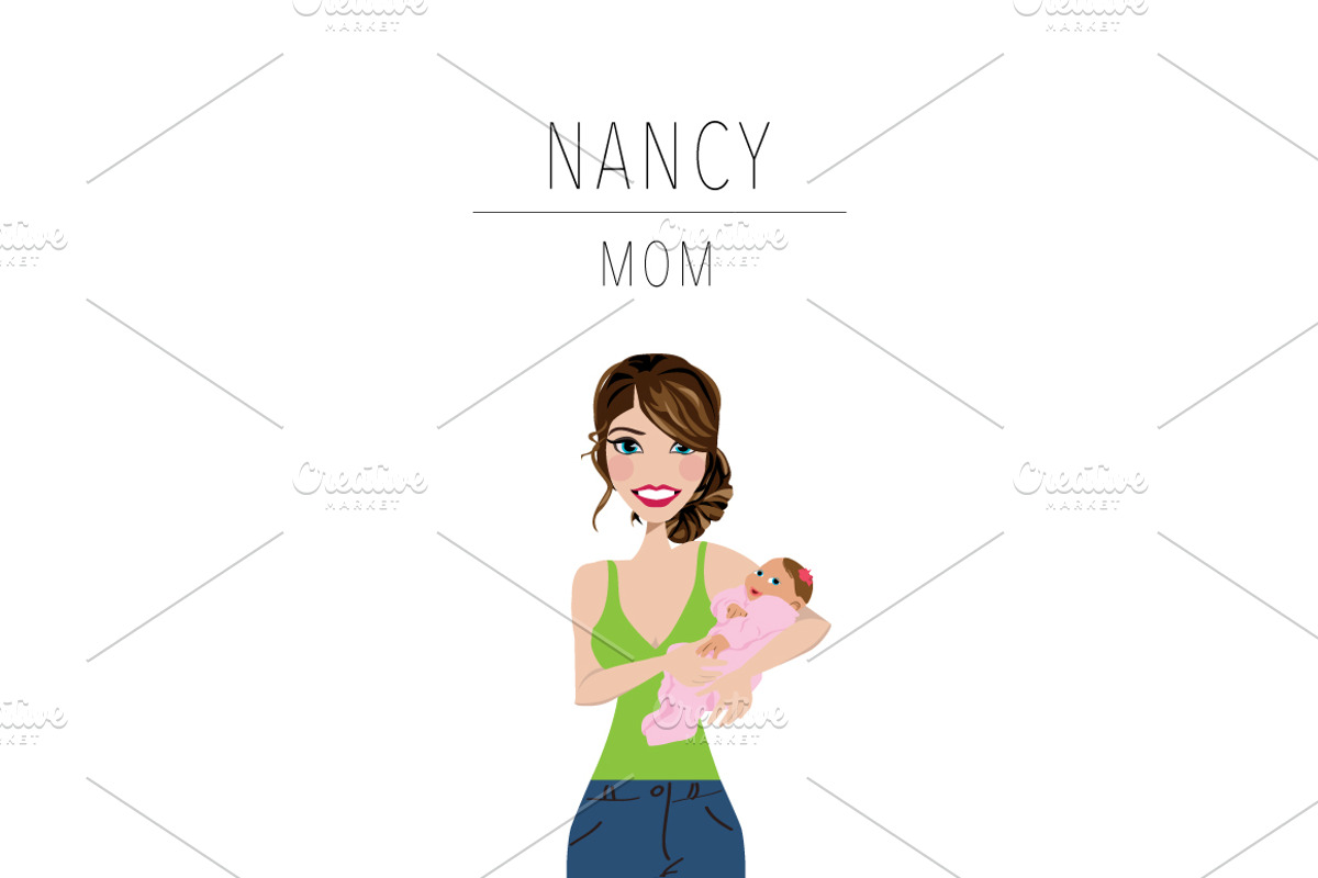 Mom & Baby Portrait Clip Art, a Person Illustration by Lauren Lesley Studio (Photo 21 of 33)