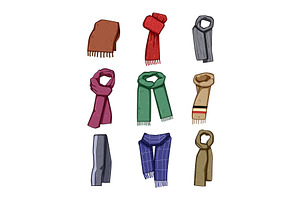 winter scarf man set cartoon vector, an Object Illustration by pikepicture