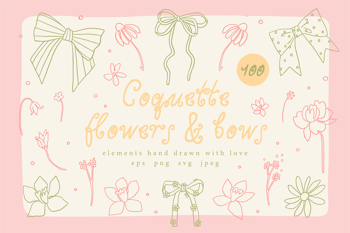 Coquette flowers & bows clip art, an Object Graphic by Cute Atelier (Photo 1 of 9)