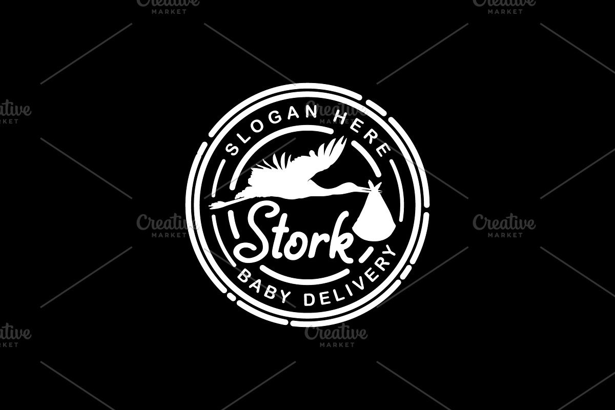 Stork Carrying New Born Baby Logo, a Branding & Logo Template by Atlantis X Nurman Arbai (Photo 2 of 2)