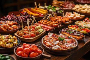 Different types of spanish foods, a Photo by Pavel_design