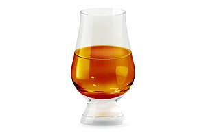 Tumbler glass with whiskey realistic
