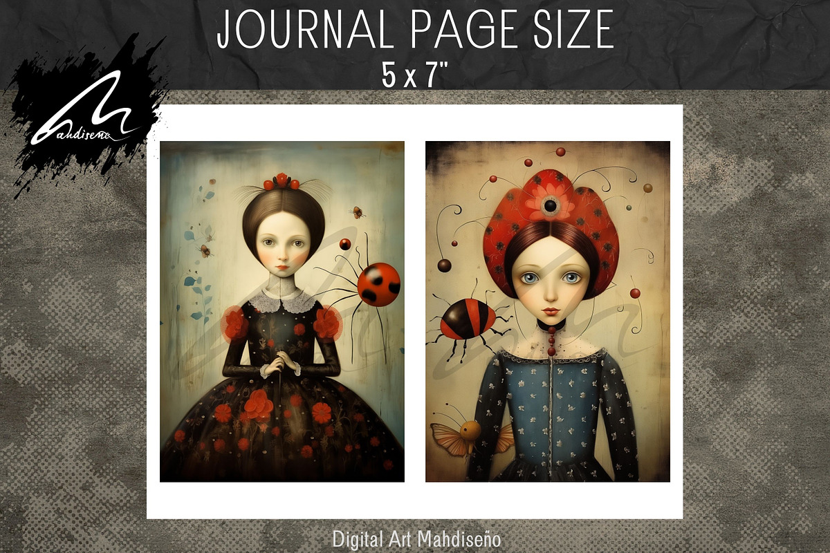 Whimsical Ladybug Girl, Collage Page, a Person Illustration by Digital Art Mahdiseño (Photo 4 of 9)