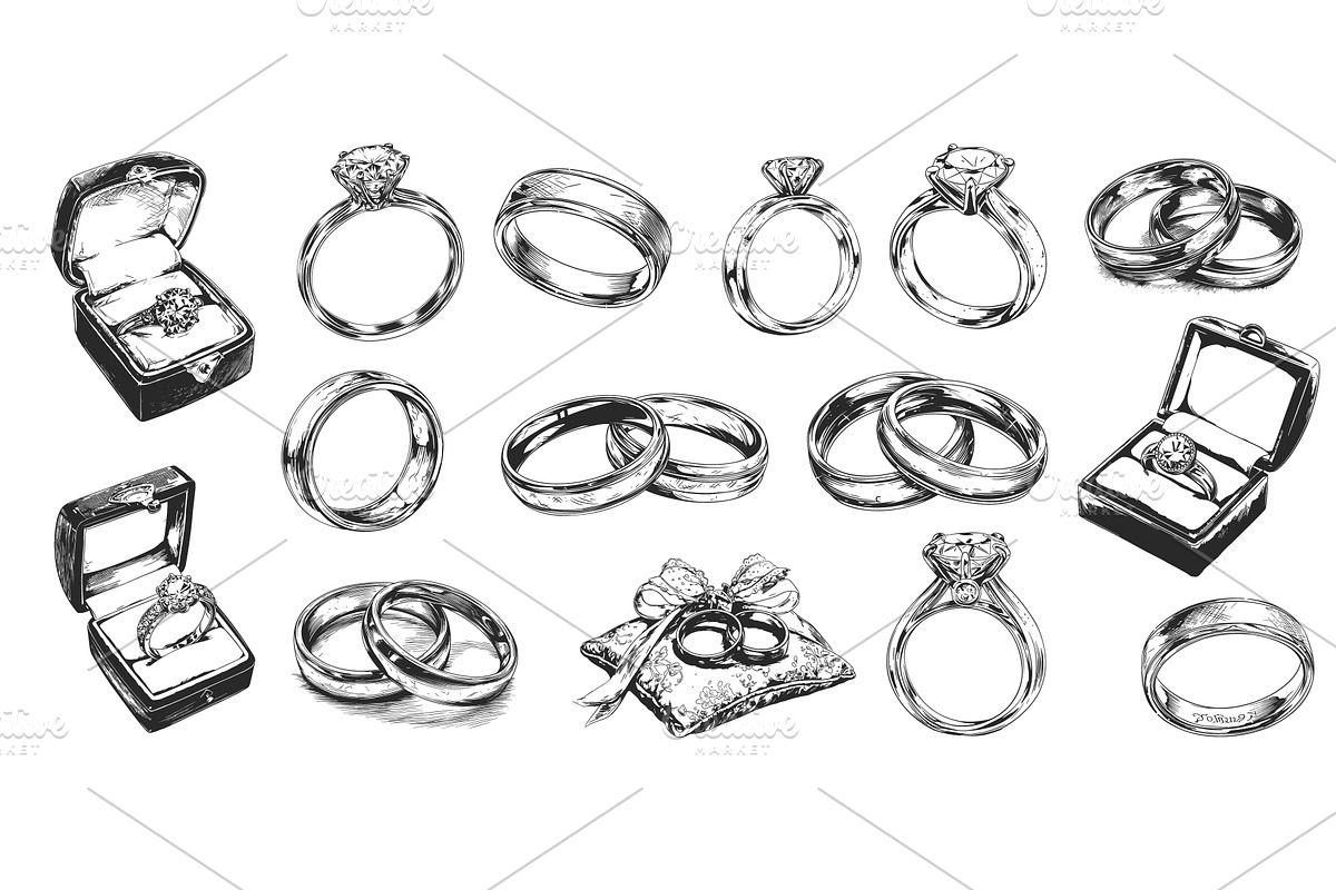 Sketch wedding rings. Proposal ring, an Object Illustration by Stock-Smart-Start
