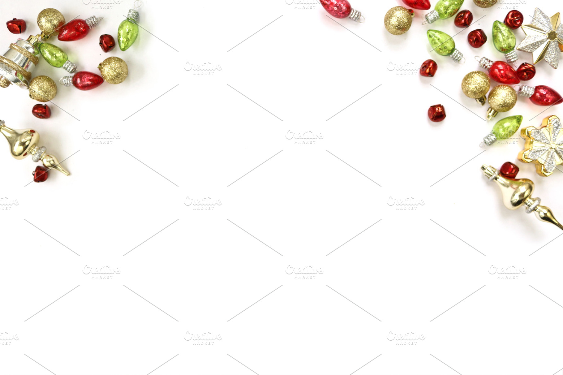 Holiday christmas ornaments flat lay featuring christmas, christmas photo, a Holiday Photo by Emily Valencia