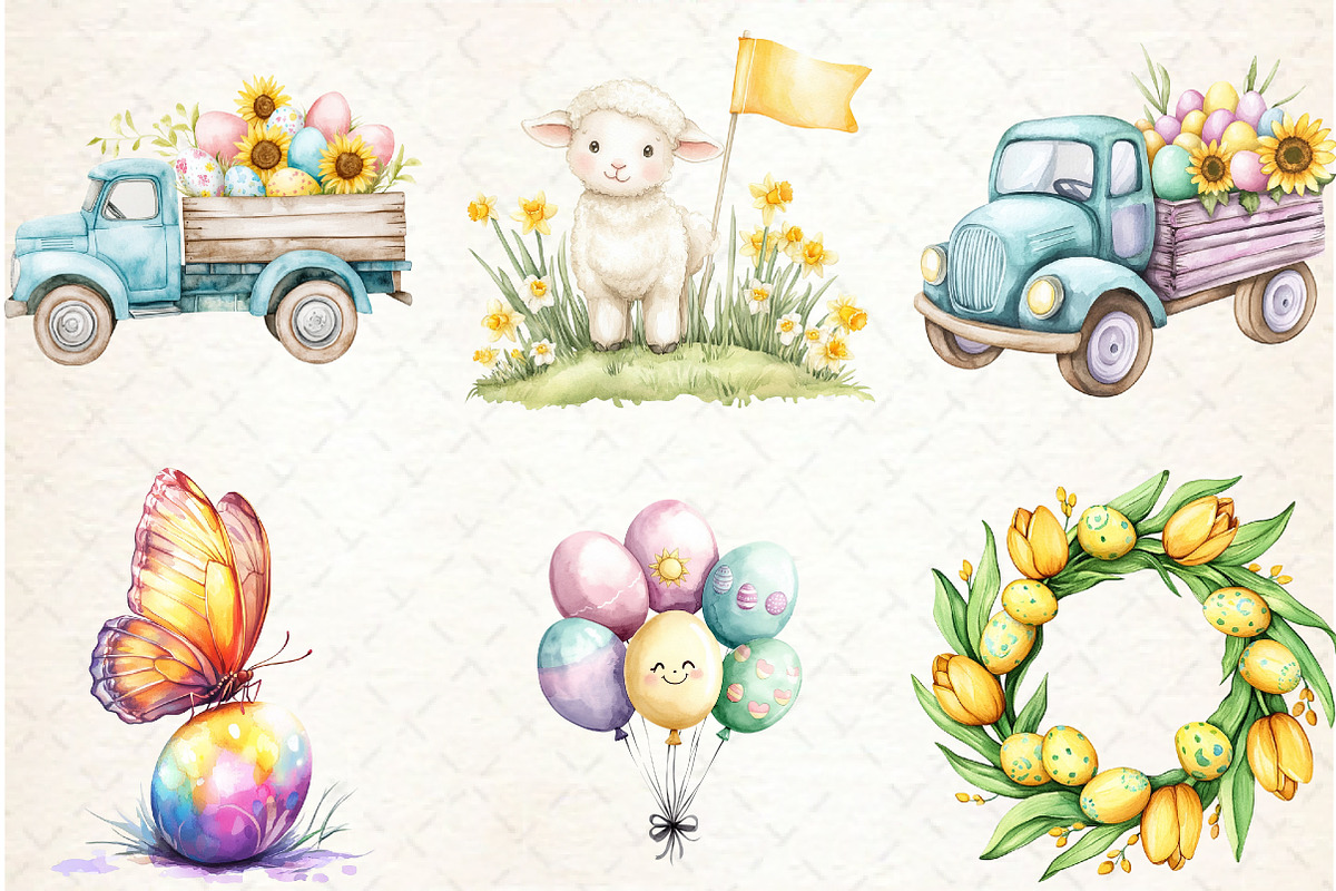 Sunny Easter Day Clipart, an Illustration by Watercolor design (Photo 3 of 4)