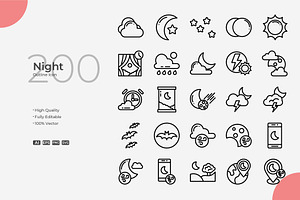 Night Outline Icons, an Outline Icon by Bloodline
