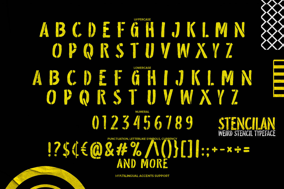 Stencilan – Weird Stencil Typeface, a Sans Serif Font by Almarkhatype (Photo 7 of 8)