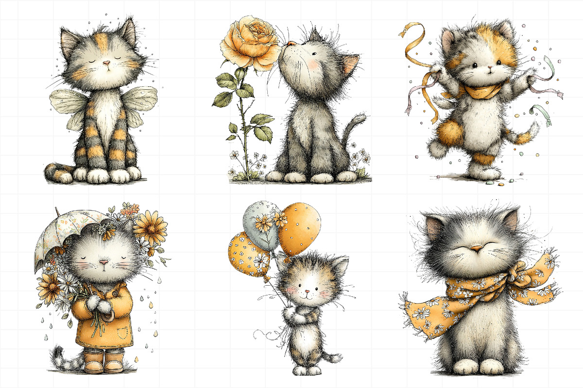 Spring Cat Clipart, an Illustration by Daily.Designs (Photo 4 of 8)