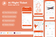AI Flight Ticket Mobile App UI Kit, an UI Kit Template by Betush (Thumbnail 1 of 2)