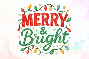 Merry and Bright Png Christmas Png, an Illustration by Sublimation Artist