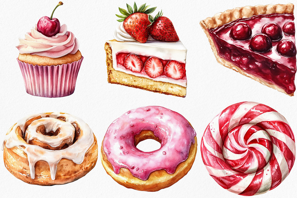 Watercolor Sweet Treats Clipart, an Illustration by Canvas Craft (Photo 3 of 7)