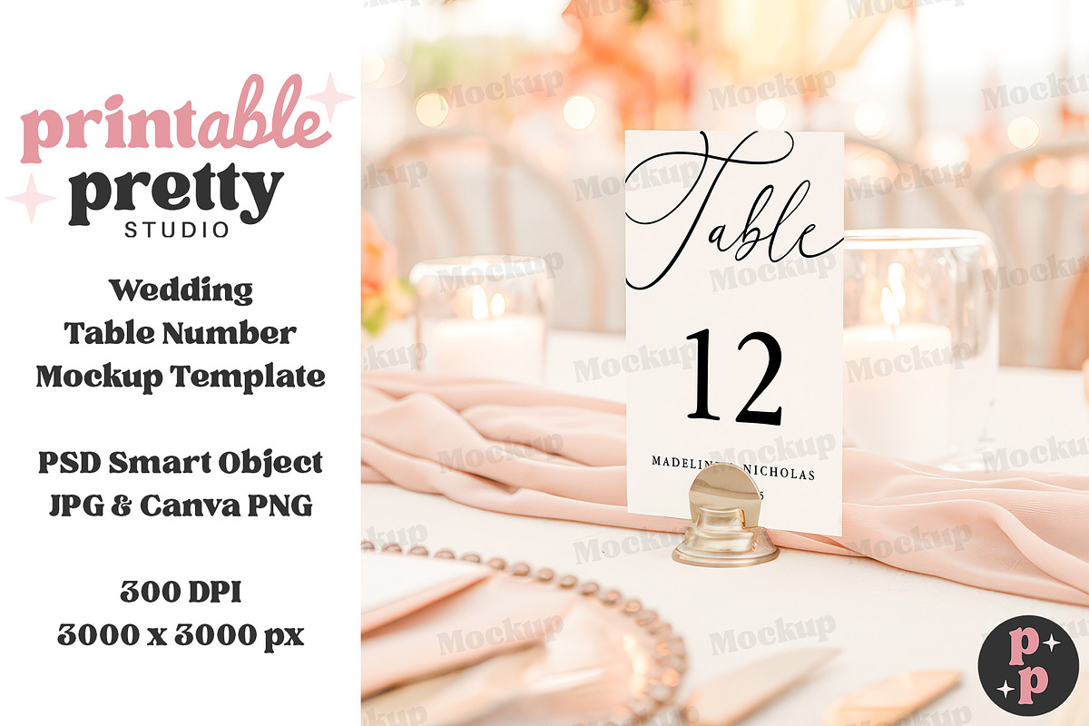 Verona Sunset Table Number Mockup, a Product Mockup by Printable Pretty Studio (Photo 6 of 10)