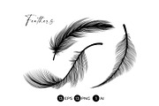 Black Feathers Stencil Boho Line Art, an Illustration by ilonitta (Thumbnail 3 of 6)