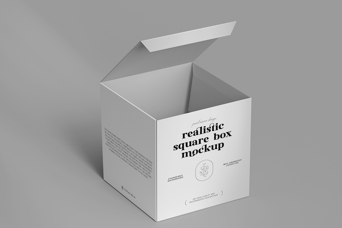 Square Box Mockup, a Packaging Mockup by Pixel_Vision_Store (Photo 3 of 3)