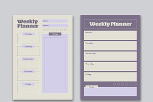 Beige And Purple Minimal Planner