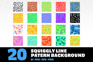 20 Squiggly Line Pattern Background, a Pattern Graphic by Pikgura