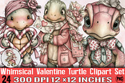 Whimsical Valentine Turtle Clipart S, an Illustration by SVGArt (Thumbnail 1 of 7)