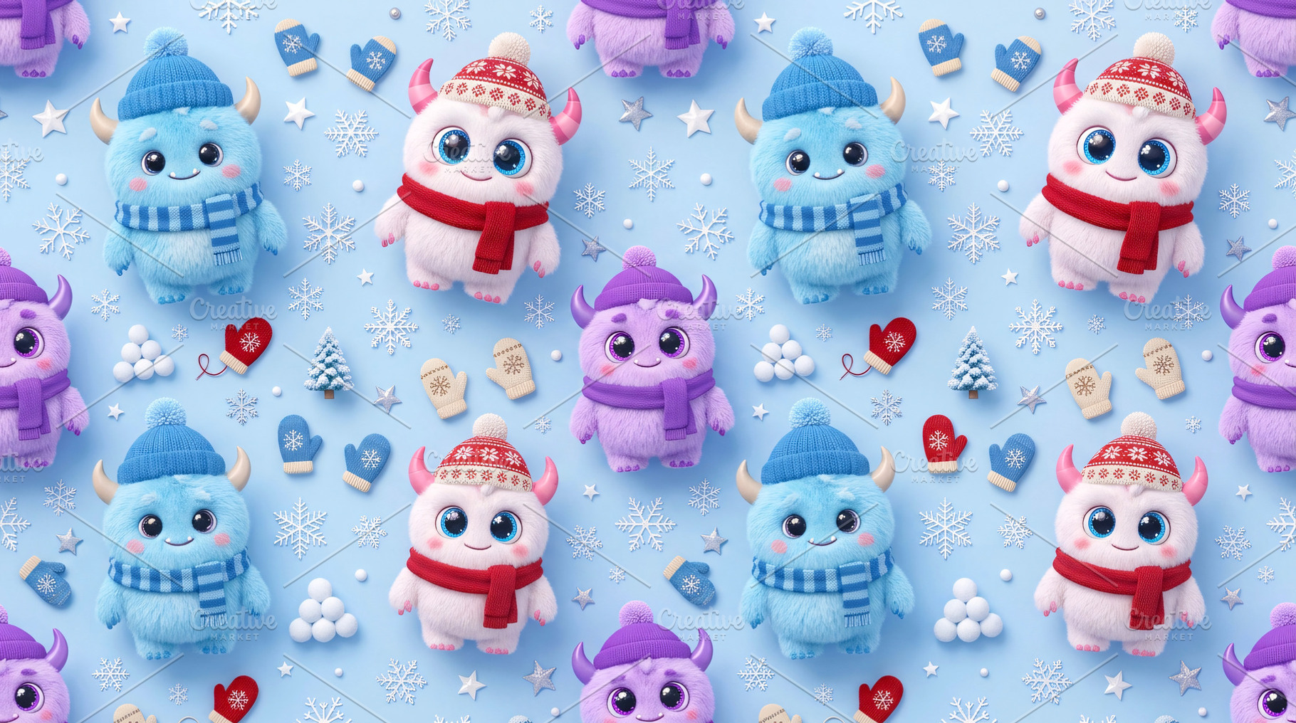 3D Cartoon Winter Monster Background, a Background Photo by Rafoz