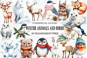 Winter Animals and Birds clipart, an Illustration by Designworld