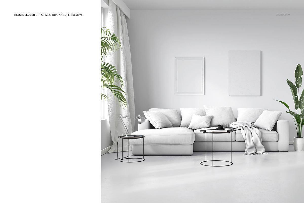 Living Room Sofa and Pillows Mockup, a Household Mockup by creatsy2 (Photo 2 of 4)