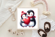 valentine Penguin Clipart, an Illustration by DreamArtGraphic (Thumbnail 2 of 5)