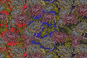 maximalist chrysanthemum botanical, a Pattern Graphic by NayaChu (Thumbnail 1 of 9)