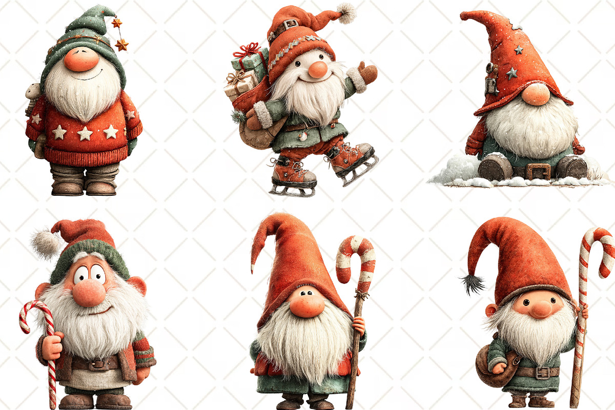 Christmas Gnome Clipart, an Illustration by Black Bird Studio (Photo 3 of 6)