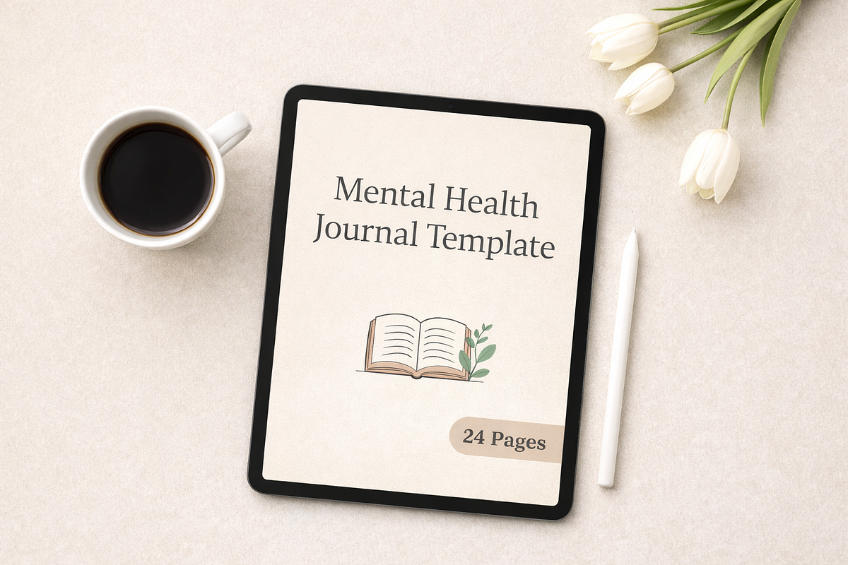 Mental Health Journal PDF Template, a Stationery Template by MIRoots Design Studio (Photo 1 of 10)