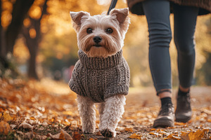 A dog enjoys an autumnal walk, dress, an Animal Photo by Pixeness Studio