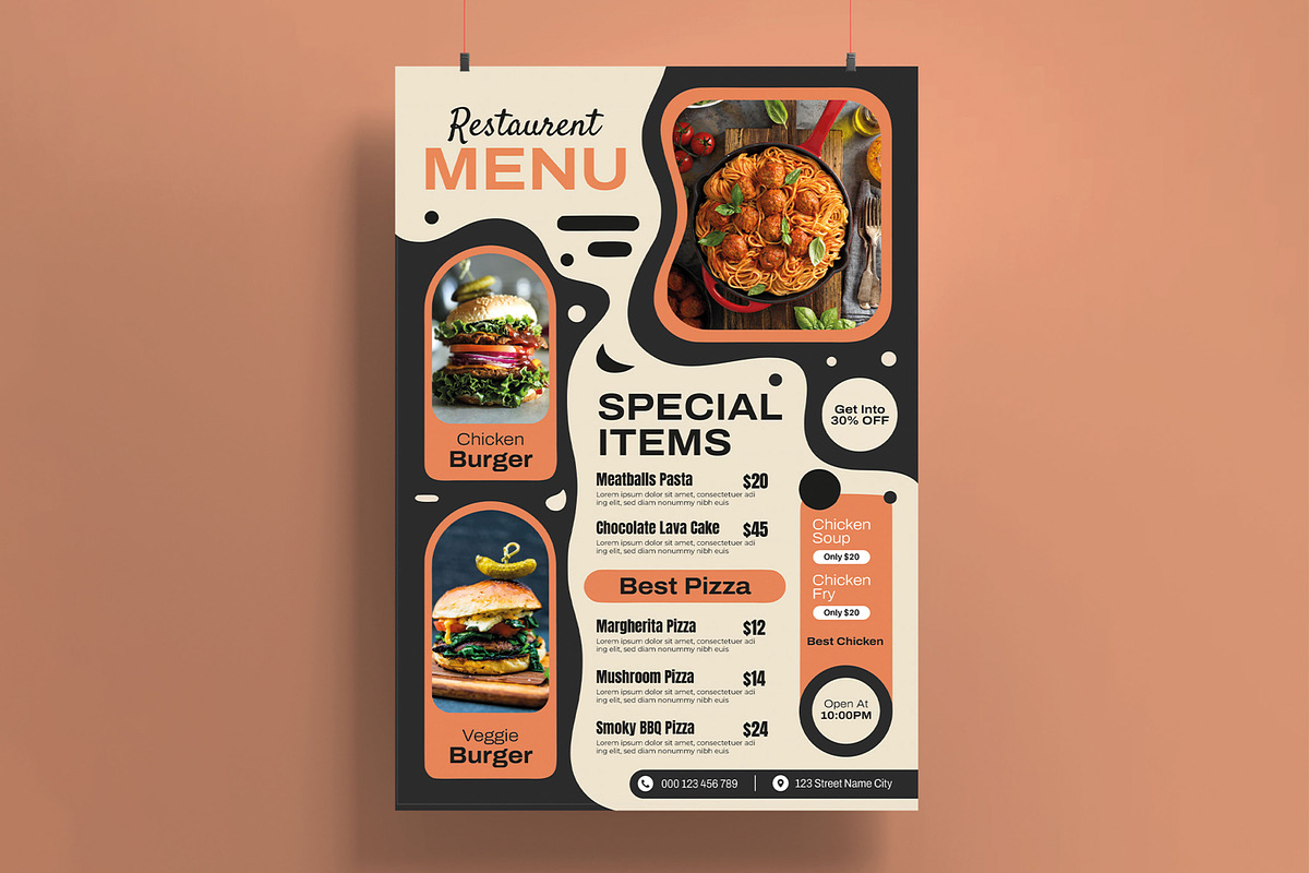 Food Menu Template, a Flyer Template by MightyDesign (Photo 1 of 8)