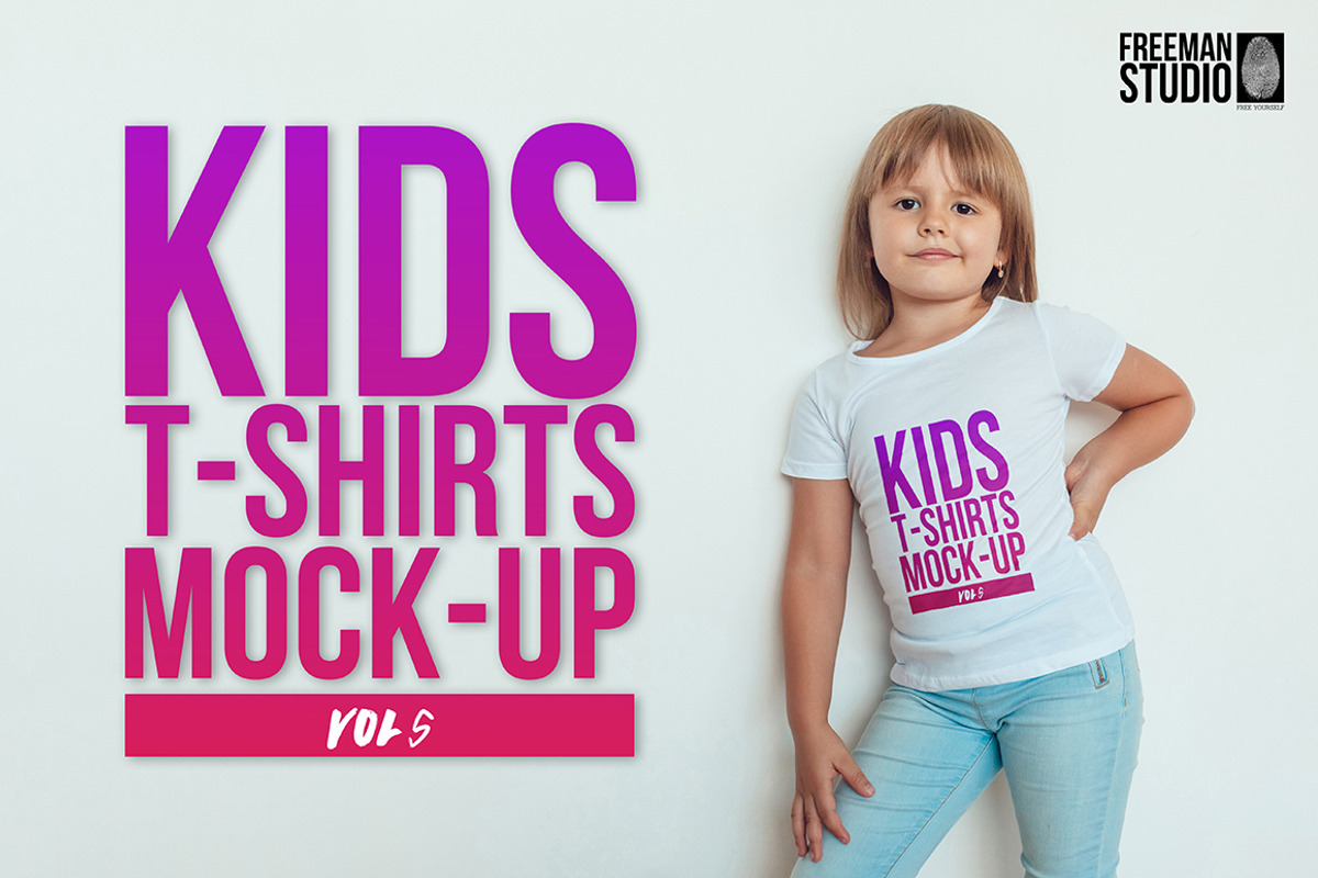 Kids T-Shirt Mock-Up Vol 5, a Shirt Mockup by Freeman Studio (Photo 1 of 17)