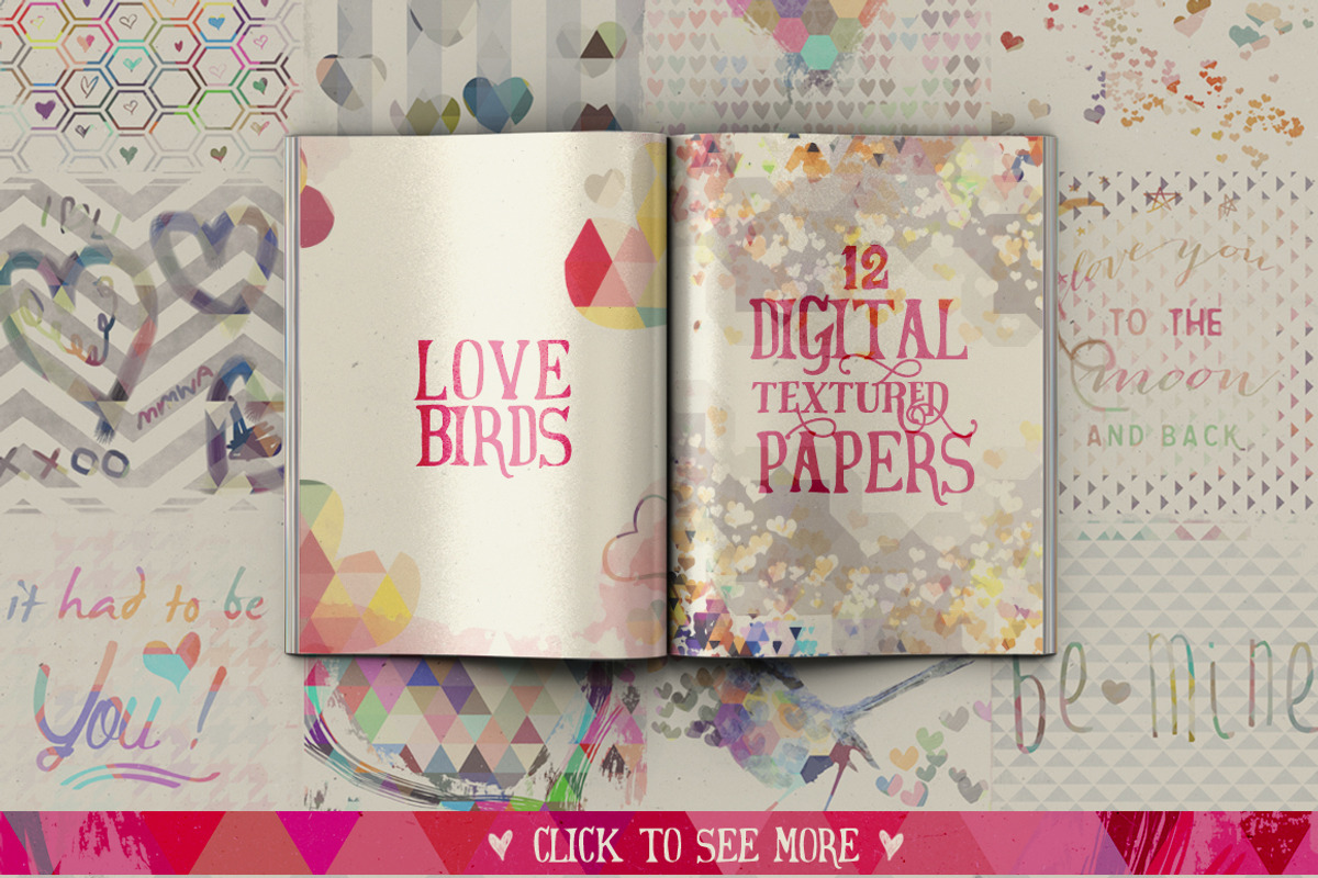Textured Valentines Digital Papers preview 3