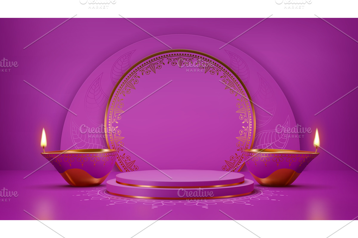 Indian diwali podium stage, a Decorative Illustration by Buch&Bee