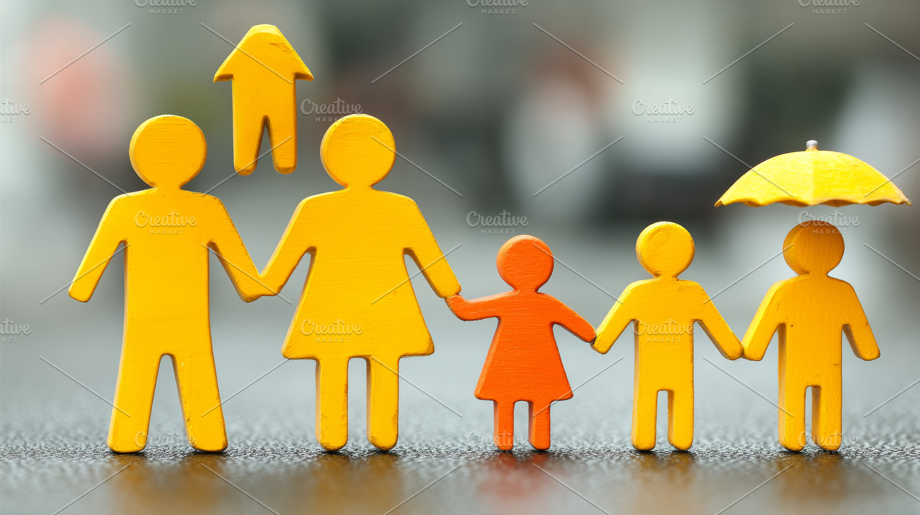 Family representation with paper cutout figures showcasing security and care, a Photo by AS photostudio