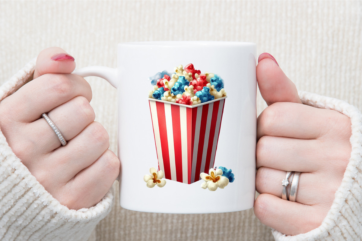 Watercolor 4th of July Popcorn Clipa, an Illustration by Sublimation Artist (Photo 5 of 6)