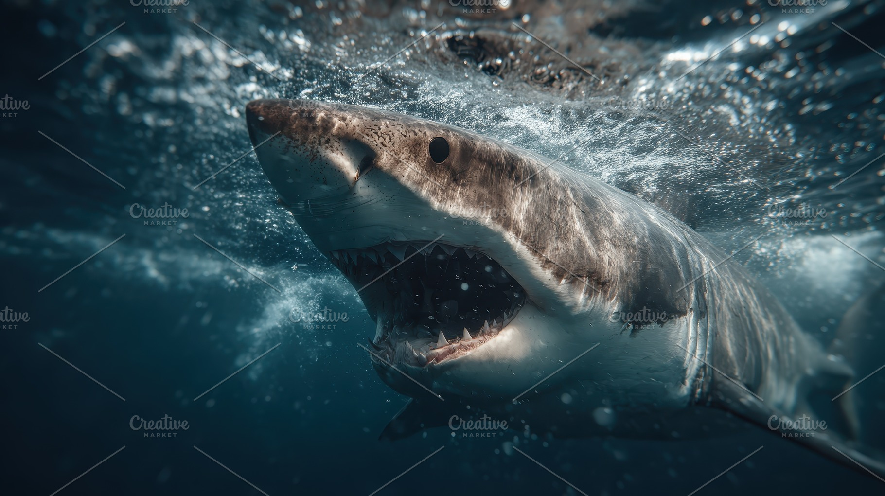 Great White Shark Underwater Apex Pr, a Photo by Pixeness Studio