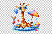Funny Giraffe in Pool Party Clipart, a Graphic by CitraGraphics (Thumbnail 6 of 6)