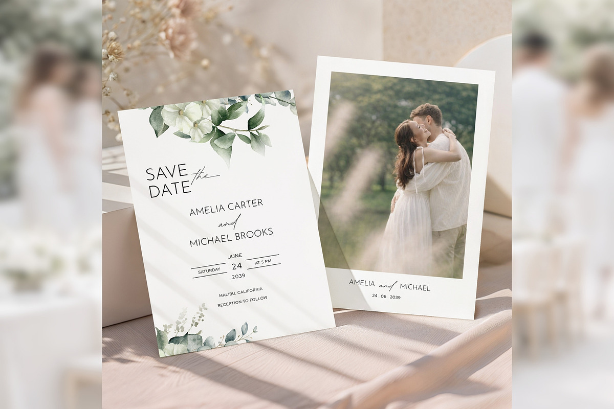 Eucalyptus Save the Date bd014, an Invitation Template by TyphoonStudio (Photo 1 of 9)