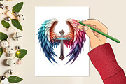 Watercolor Cross With Wings Clipart, a Seasonal Illustration by Craft Nest (Thumbnail 2 of 5)