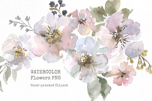 Light Watercolor Spring Flowers Png
