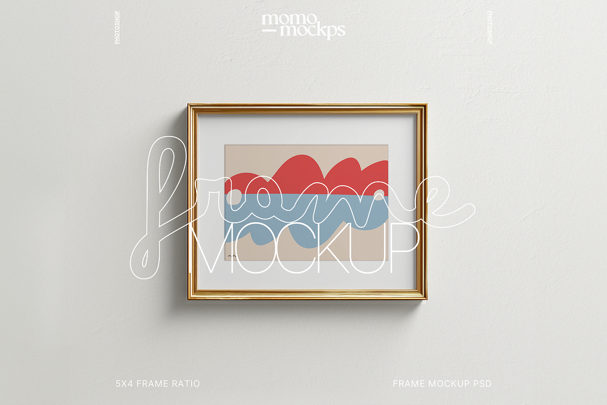 5x4 Gold Horizontal Frame Mockup PSD, a Household Mockup by momomockps (Photo 11 of 11)