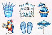 Summer Happy Birthday Clipart, an Illustration by CreationArt (Thumbnail 4 of 5)