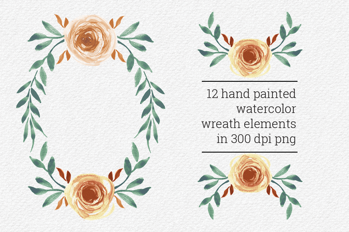 12 Hand painted Wreath Elements, a Pattern Graphic by Curve and Pixel (Photo 4 of 5)