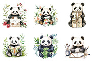 Watercolor Book Lover Panda clipart, a Seasonal Illustration by Designking (Thumbnail 5 of 5)