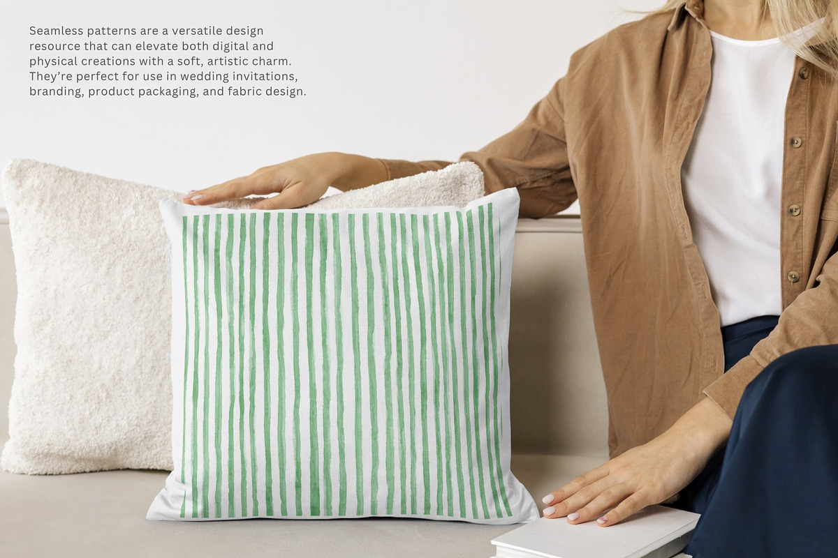 green stripes watercolor pattern, a Pattern Graphic by Pink Studio Art (Photo 4 of 5)