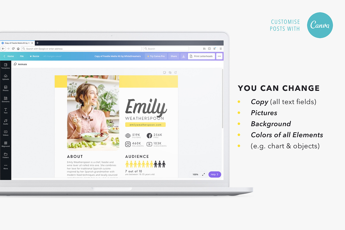 Blogger Media Kit Canva Template, a Presentation Template by White Dreamers (Photo 3 of 4)