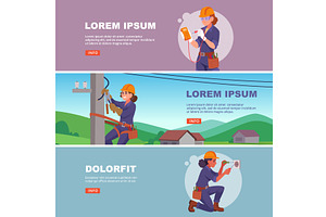 Electrician girls. horizontal, a Technology Illustration by Onyx
