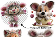 Whimsical Animal Valentine Clipart, a Graphic by one-touch (Thumbnail 6 of 9)
